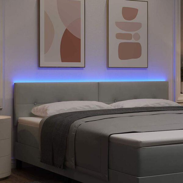 vidaXL Cabecero LED con tira de luces LED Gris Claro 180 cm Poli&eacute;ster