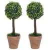 vidaXL Plantas de boj artificial 2 uds forma bola maceta verde 41 cm