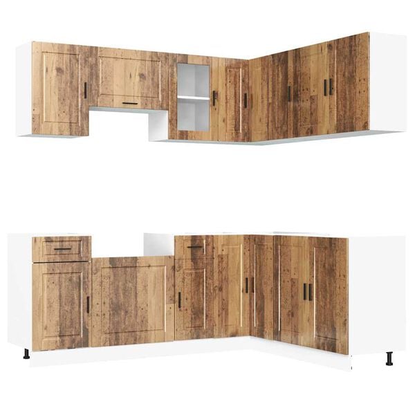 vidaXL Mueble cocina Porto madera vieja 11 pzas madera contrachapada