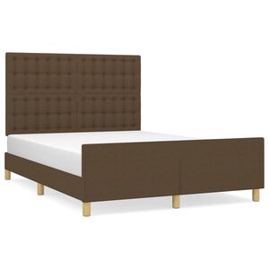 vidaXL Cama sin colch&oacute;n tela marr&oacute;n oscuro 140x190 cm