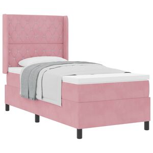 vidaXL Cama tipo Box Spring con colch&oacute;n Rosa 90 x 190 cm Terciopelo