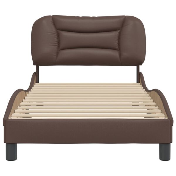 vidaXL Estructura de cama sin colch&oacute;n Hvar cuero sint&eacute;tico marr&oacute;n 90x190 cm