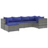 vidaXL Set de muebles de jard&iacute;n 6 pzas y cojines rat&aacute;n sint&eacute;tico gris