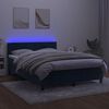 vidaXL Cama box spring colch&oacute;n y LED terciopelo azul oscuro 140x200 cm