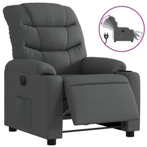 vidaXL Sill&oacute;n reclinable el&eacute;ctrico de tela gris oscuro