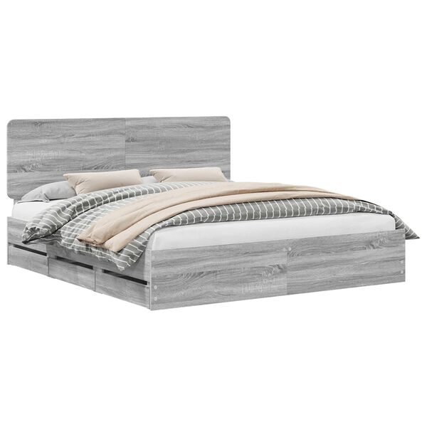 vidaXL Estructura de cama Gris Sonoma 200 x 200 cm Madera Ingenieril