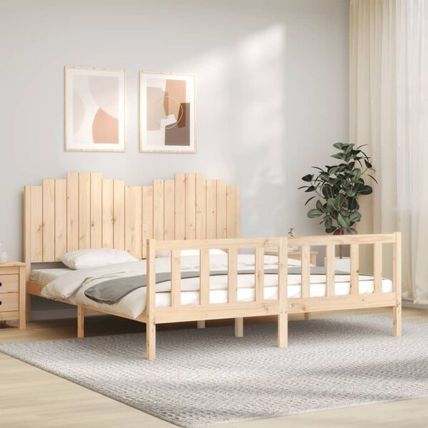vidaXL Estructura de cama con cabecero madera maciza 180x200 cm