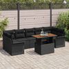 vidaXL Conjunto de sof&aacute; de jard&iacute;n 8 pcs Negro Polirat&aacute;n