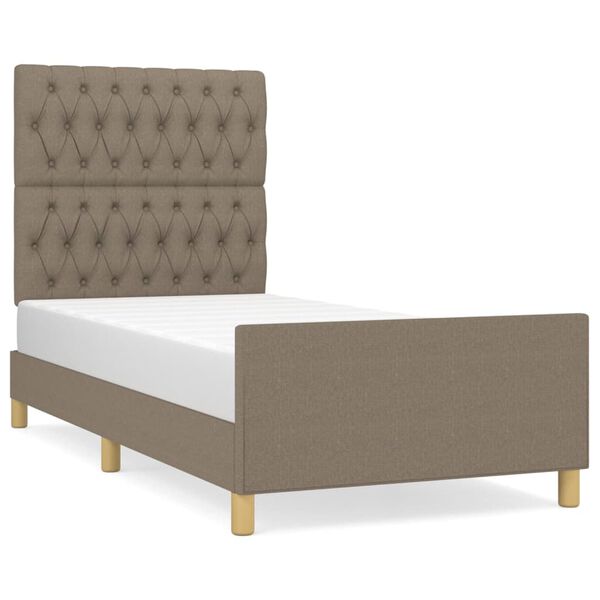 vidaXL Estructura de cama sin colch&oacute;n tela taupe 90x200 cm