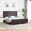 vidaXL Estructura de cama con cabecera Marr&oacute;n oscuro 180 x 200 cm tela