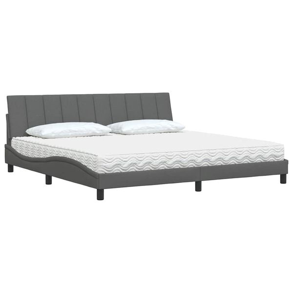 vidaXL Cama con colch&oacute;n Hanko tela gris oscuro 200x200 cm