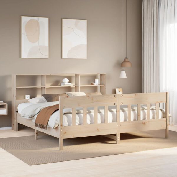 vidaXL Estructura de cama sin colch&oacute;n madera maciza de pino 180x200 cm