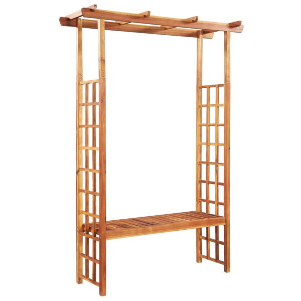vidaXL P&eacute;rgola de jard&iacute;n con banco madera maciza acacia 143x50x198 cm