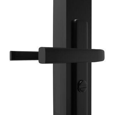 vidaXL Puerta interior vidrio ESG y aluminio negro 76x201,5 cm