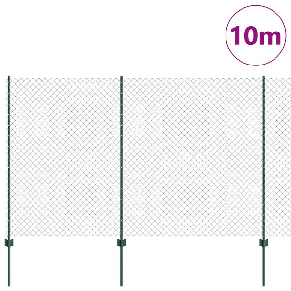 vidaXL Valla con Poste Verde 1,5 x 10 m Acero y PVC