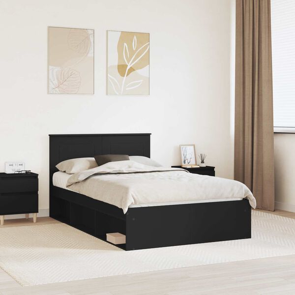 vidaXL Estructura de cama Negro 120 x 190 cm Madera de ingenier&iacute;a