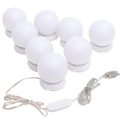 vidaXL Luz de espejo con 8 bombillas LED blanco cálido y blanco frío