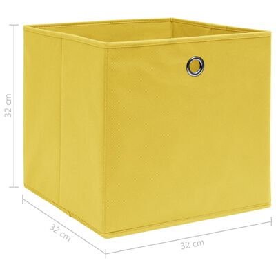 vidaXL Cajas de almacenaje 10 uds tela amarillo 32x32x32 cm