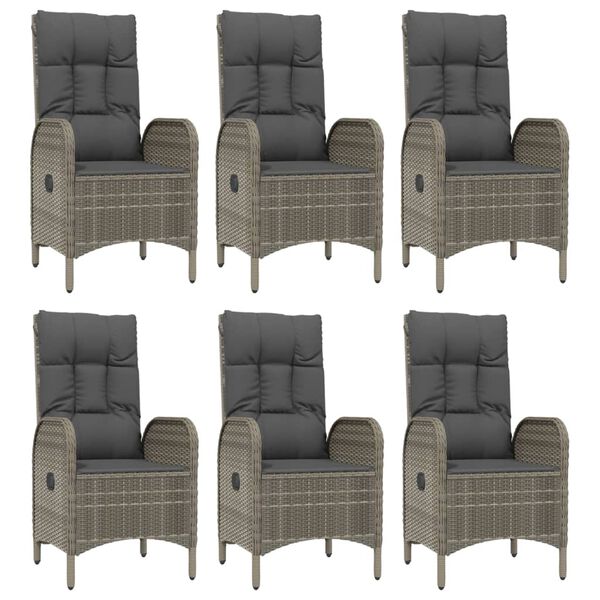 vidaXL Set comedor jardín 7 pzas y cojines ratán sintético negro gris