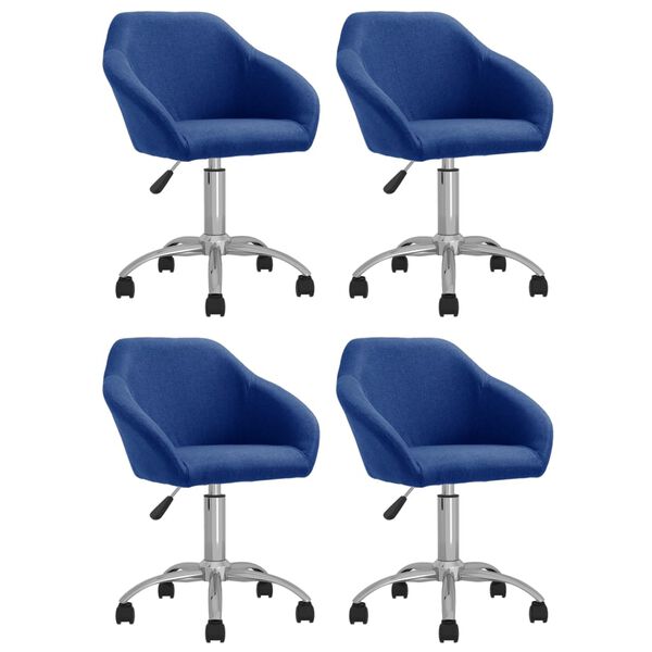 vidaXL Sillas de comedor giratorias 4 unidades tela azul