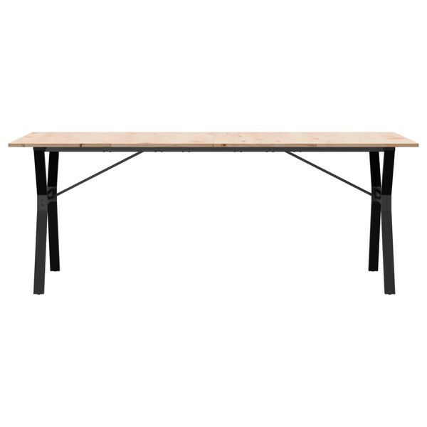 vidaXL Mesa de comedor marco Y madera maciza pino y acero 200x100x75cm