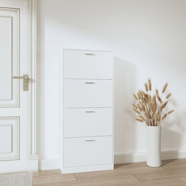 vidaXL Mueble zapatero madera contrachapada blanco 59x17x150 cm