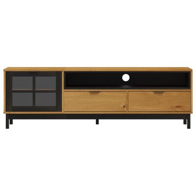 vidaXL Mueble de TV con puerta de vidrio FLAM madera pino 158x40x50 cm