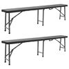 vidaXL Bancos de jard&iacute;n plegables 2 unidades HDPE negro 180 cm