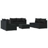 vidaXL Set de muebles de jard&iacute;n 7 pzas y cojines rat&aacute;n sint&eacute;tico negro