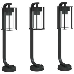 vidaXL L&aacute;mparas de suelo de exterior 3 uds acero inoxidable negro 60cm