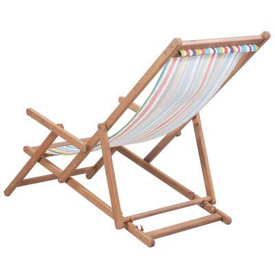 vidaXL Silla de playa plegable tela y estructura de madera multicolor