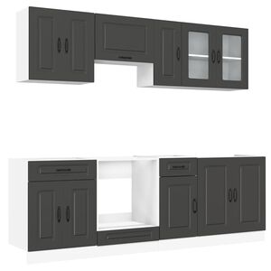 vidaXL Mueble de cocina Kalmar negra 8 piezas madera contrachapada