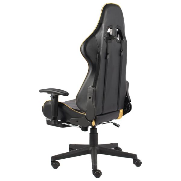 vidaXL Silla gaming giratoria con reposapi&eacute;s PVC dorado