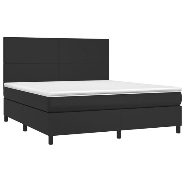 vidaXL Cama box spring con colch&oacute;n cuero sint&eacute;tico negro 180x200 cm