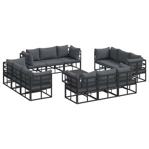vidaXL Conjunto de sof&aacute;s de jard&iacute;n 13 pcs Negro Metal