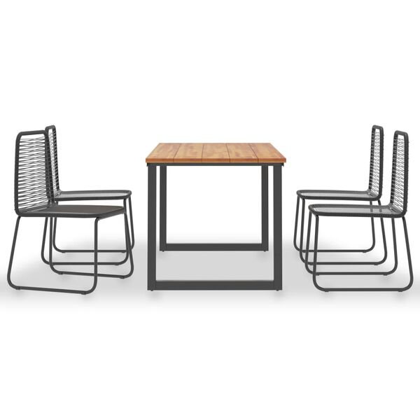 vidaXL Set comedor jard&iacute;n 5 pzas madera maciza acacia rat&aacute;n sint&eacute;tico