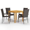 vidaXL Juego de comedor para jard&iacute;n 5 piezas marr&oacute;n