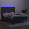 vidaXL Cama box spring colch&oacute;n y LED terciopelo gris oscuro 140x200 cm