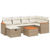 vidaXL Set sof&aacute;s de jard&iacute;n 7 piezas y cojines rat&aacute;n sint&eacute;tico beige