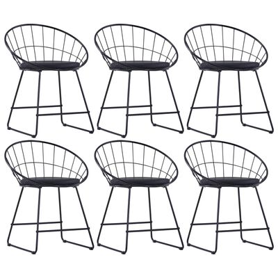 vidaXL Sillas de comedor asientos de cuero sintético 6 uds acero negro