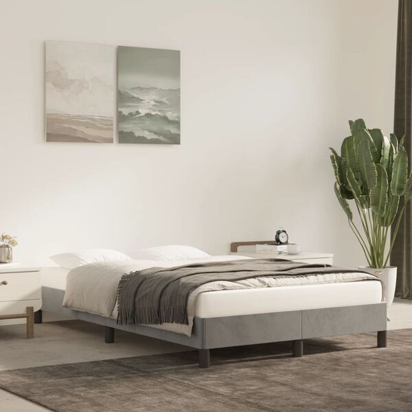 vidaXL Estructura de cama sin colch&oacute;n terciopelo gris claro 120x190 cm