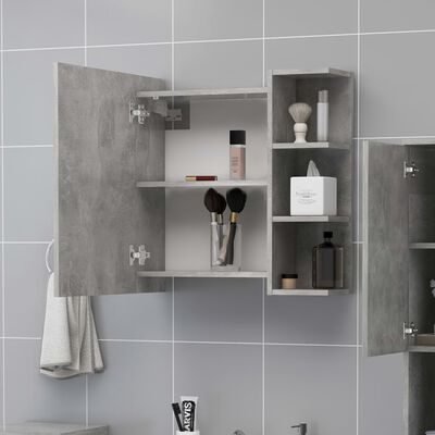 vidaXL Armario espejo baño contrachapada gris hormigón 62,5x20,5x64 cm