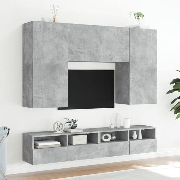 vidaXL Muebles de pared para TV 2 uds madera gris hormig&oacute;n 80x30x30 cm