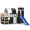 vidaXL Cama alta ni&ntilde;os con torre madera pino blanco negro 80x200 cm