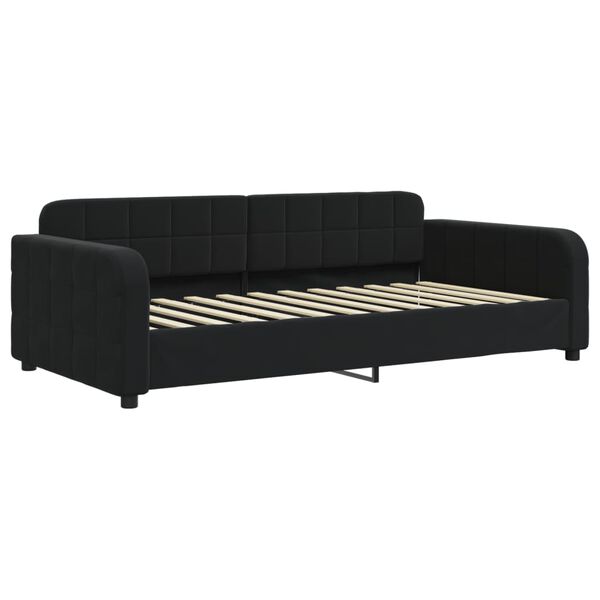 vidaXL Sof&aacute; cama con colch&oacute;n terciopelo negro 90x200 cm