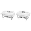 vidaXL Set calentador de comida para buffet 2 piezas acero inoxidable