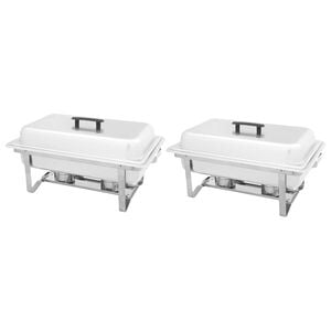 vidaXL Set calentador de comida para buffet 2 piezas acero inoxidable
