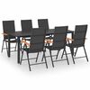 vidaXL Juego de comedor para jard&iacute;n 7 piezas negro y marr&oacute;n