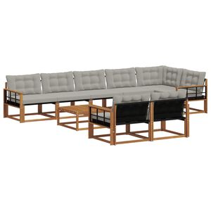 vidaXL Conjunto de sof&aacute;s de exterior 9 pcs Gris Natural y Claro