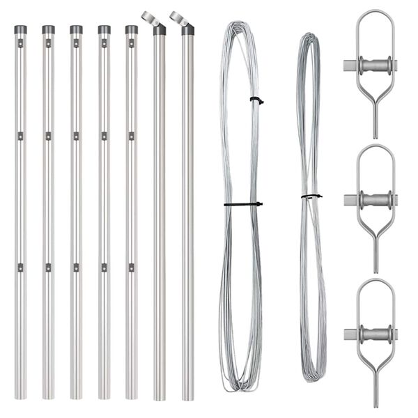 vidaXL Poste de Valla 7 pcs Plateado Acero